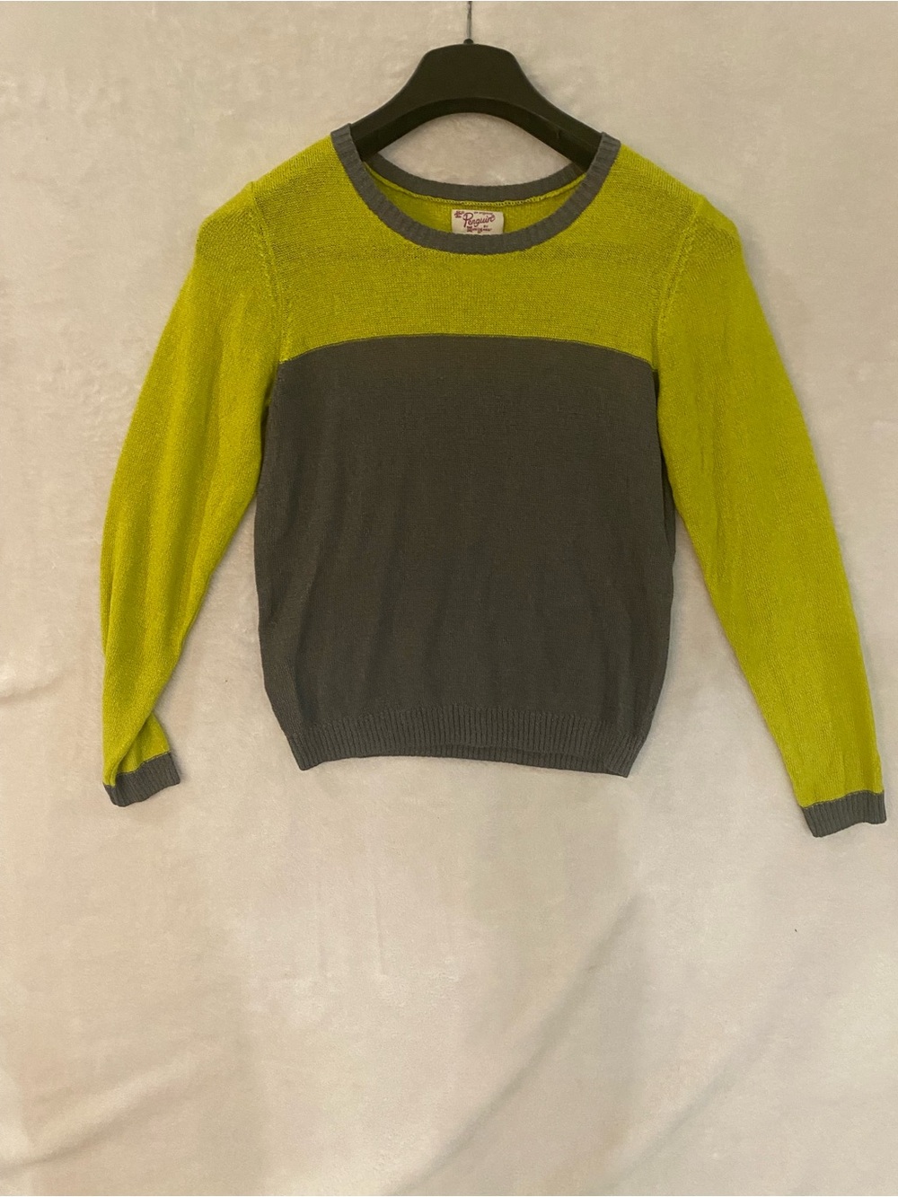Original Penguin Two-Tone Crewneck Sweater in Lime and Charcoal
